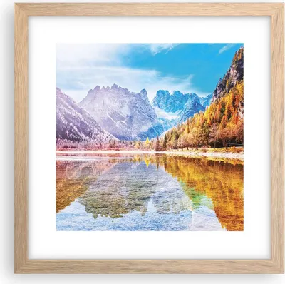 Produktbild von Gerahmtes Poster - Rahmen in heller Eiche - Herbst Landschaft Berge - 30x30 cm - Wand Bild - Wanddeko - Wandbilder - Kunstposter - Wandposter - Bilderrahmen - Bilder - Kunstdruck - P2NAC30x30-4624