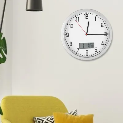 Obrázek produktu pro Multifunkční moderní nástěnné hodiny s ukazatelem teploty a data v domácí kanceláři