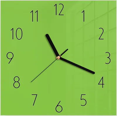 Produktbild von Wanduhr aus Glas mit Motiv Hellgrüner Hintergrund- 30 x 30 cm - inkl. Aufhängesystem