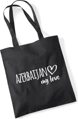 Produktbild von Huuraa Jutebeutel Azerbaijan my love 10 Liter Black Baumwolle Tasche Geschenkidee