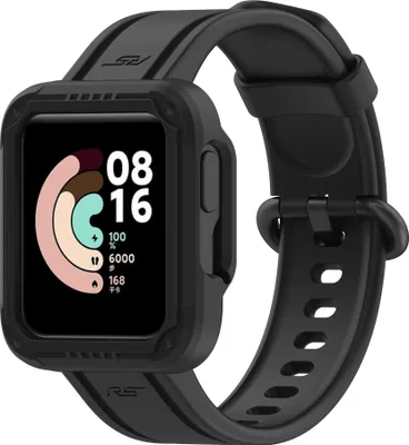 Produktbild von Strap-it Xiaomi Mi Watch Lite Silikonarmband mit Rahmen (Schwarz)