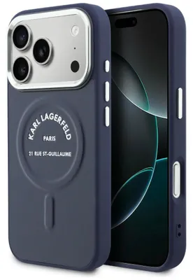 Zdjęcie produktu dla Etui Karl Lagerfeld Karl RSG Logo MagSafe do iPhone 17 Pro niebieski