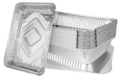 Imagen del producto de Recipientes para asar, 30 unidades - Aluminio con tapa - 2200 ml - Bandeja desechable para cocinar - Apto para alimentos - Dimensiones: 31,5 x 20,5 x 5 cm - Bandeja desechable