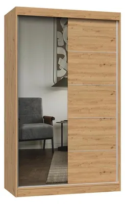 Obrázek produktu pro Šatní skříň IGA 120 se zrcadlem a ozdobnou lištou Dub artisan