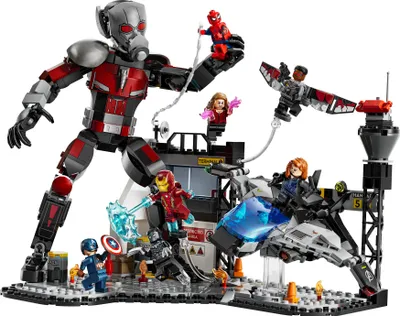 Produktbild von LEGO Marvel Captain America: Civil War Actionduell - Superhelden Spielset mit 8 Minifiguren - Bau- und Spielset  mit Spielzeug Flugzeug - Geschenk für Jungen und Mädchen 76314