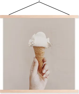 Produktbild von MuchoWow® Textilposter Sommer - Eiscreme - Braun 60x60 cm mit holzfarbenen Rahmen - Wanddekoration
