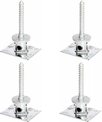 Zdjęcie produktu dla Alberts 4 x wsporniki słupków, do przykręcenia, długość śruby 120 mm, rura Ø 42 mm, ocynkowana ogniowo