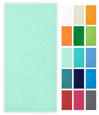Produktbild von Strandtuch XXL aus Baumwolle, 100x200 cm, türkis (mint) mit Meerestiermotiven