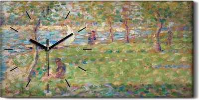 Produktbild von Dekor Leinwand Uhr Wandbild 60x30 Sonntag Nachmittag auf der Insel Grande Jatte - schwarze Hände