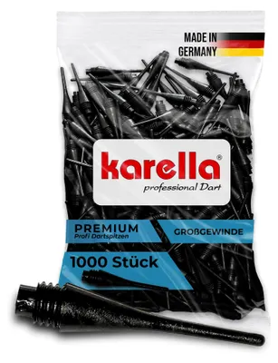 Produktbild von Karella Profi Dartspitzen Premium, Germany, 1000 St., dickes 1/4 BSF (6,3mm) Großgewindefür Softdarts, High Quality Kunststoff Spitzen für Elektronik Dart, extrem stabil, äußerst langlebig