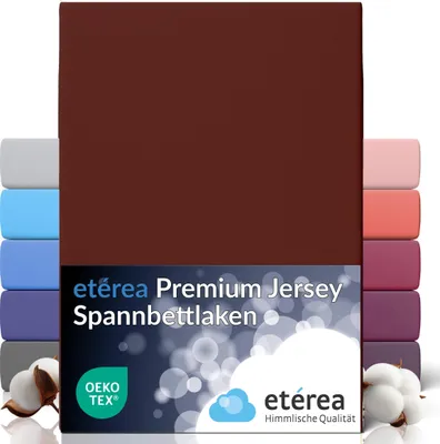 Zdjęcie produktu dla etérea Prześcieradło Premium 90x200cm - 100x200cm Bordeaux - dodatkowe prześcieradło z dżerseju do 25 cm wysokości - bawełna czesana 160 g/m² - Boxspring i zwykłe prześcieradła