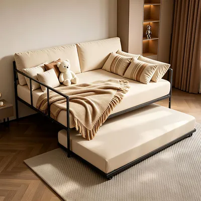 Zdjęcie produktu dla Stelaż do łóżka jednoosobowego VEVOR, wytrzymałość do 180 kg, łóżko rozkładane 2 w 1, wymiary 1960x1375x970 mm, łóżko rozkładane do salonu, sypialni, pokoju goścnego, dla 2 osób, konstrukcja metalowa, kółka z możliwością zablokowania, kolor czarny
