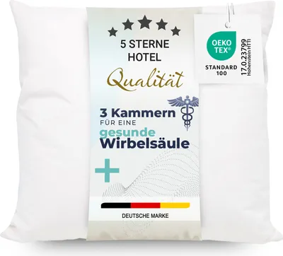 Produktbild von Kopfkissen Daunenkissen, 40x40 cm, 3-Kammer-System, weiß