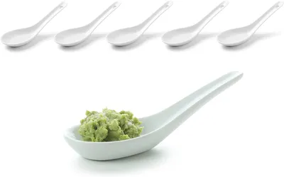 Produktbild von 6tlg. Vorspeise Appetizer Reislöffel Porzellan Suppenlöffel Dessertlöffel