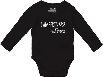 Produktbild von Huuraa Baby Body Camperin mit Herz 68 Black  Baumwolle Fairtrade Langarmbody Geschenkidee