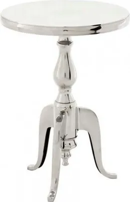 Produktbild von Casa Padrino Designer Luxus Beistelltisch Silver Höhe: 55 cm, Durchmesser 40 cm - Edelstahl Hocker - Nickel Finish