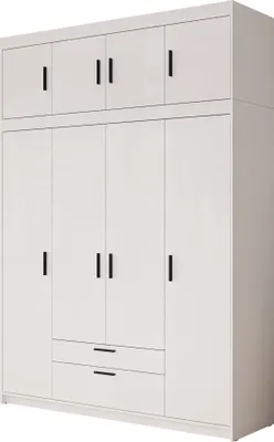 Produktbild von MIRJAN24 Kleiderschrank Elena 4D, Stilvoll Drehtürenschrank , Schlafzimmer Kollektion (Farbe: Weiß, mit Aufsatz)
