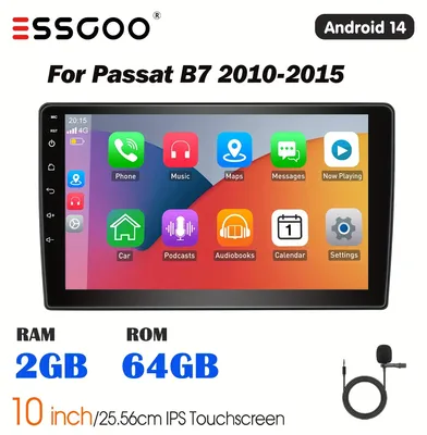 Imagen del producto de Radio para coche Android 2-DIN - Reproductor multimedia - Radio con pantalla táctil - Compatible con Bluetooth y Carplay - Incorpora micrófono