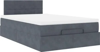 Immagine prodotto di Pouf Letto con Materasso Grigio Scuro 120x190 cm Velluto
