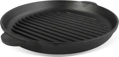 Produktbild von Ø26cm Grillpfanne aus Gusseisen Bräter Schmortopf zwei Griffe Servierpfanne Grill