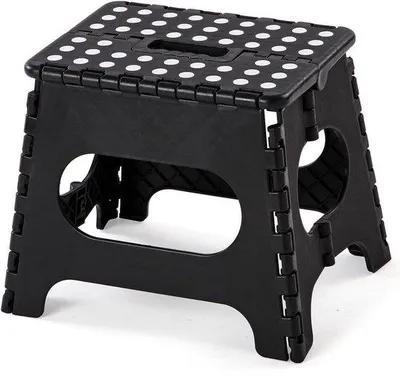 Image de Tabouret pliant noir pour la cuisine, la salle de bain, le camping ou le bureau
