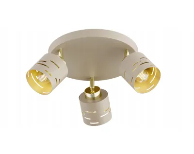 Produktbild von FKL DESIGN Home Deco Deckenlampe Deckenleuchte 3-flammig E27 Metall Lampenshirm Lampe aus Serie (Beige, N910-EG3)