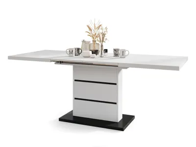 Produktbild von All4All Couchtisch Pino - Wohnzimmertisch - Kaffeetisch – Tisch mit Einlegeplatten – Satztisch – Metallgestell - Coffee Table - 120x80cm - Weiß + Schwarz
