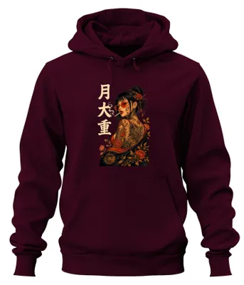 Produktbild von Ge Yakuza Tattoo Frau Japanisch Oni Japan Y2K Rose Hoodie Kapuzenpullover, Burgundy, XXL