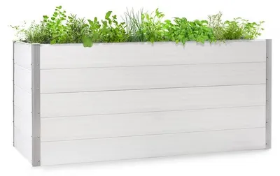 Produktbild von Blumfeldt Nova Grow Gartenbeet,195 x 91 x 100 cm (BxHxT),Material: WPC mit UV-, Rost- und Frostschutz,Holzoptik,rückenschonende Höhe,einfacher Zusammenbau,weiß