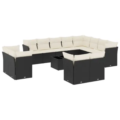 Produktbild von vidaXL 13-tlg. Garten-Sofagarnitur mit Kissen Schwarz Poly Rattan