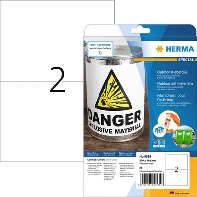 Produktbild von HERMA - Etikett 9535 210x148mm wetterfest weiß 20 Stück