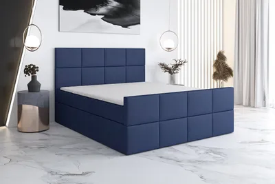 Produktbild von Boxspringbett CAPRIO 120x200 mit 2 Bettkästen, Bonell-Matratze und Topper. Farbe: Blau