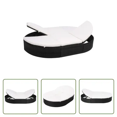 Produktbild von The Living Store Outdoor-Loungebett mit Kissen Poly Rattan Schwarz