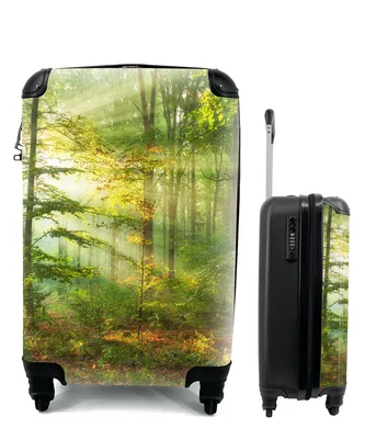 Produktbild von MuchoWow® Koffer Handgepäck Trolley Rollkoffer Kleine Reisekoffer mit 4 Rollen - Sonne - Wald - Bäume - Natur - Herbst - Cabin Size < 55x40x23 cm & 55x40x20 cm - Fotokoffer - Kabinenkoffer - Boardgepäck - Reise-Box - Reisekoffer - Reisegepäck - Koffer mit Bild - Trolley für Kinder