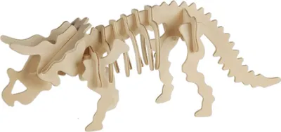 Produktbild von Dinosaurier 3D Holzpuzzle Apatosaurus Stegosaurus Triceratops & Tyrannosaurus, Motiv:Triceratops