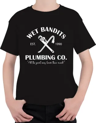 Produktbild von Wet Bandits Plumbing Co. Kevin Allein Zuhause Feuchte Banditen - Weihnachten Christmas Xmas Uni Kinder T-Shirt, Schwarz, 104