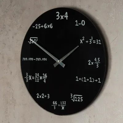 Produktbild von Wanduhr Glas 35cm rund Mathe Mathematik schwarz Design Glasuhr