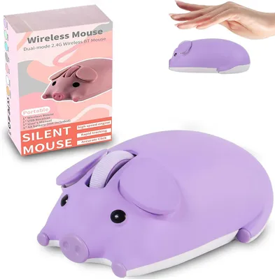 Image de Souris Bluetooth 5.1+2,4GHz USB Mignon Cartoon Souris sans fil silencieuse,Souris sans fil pour enfants filles, gauchers et droitiers, Compatible PC,Mac,Laptop