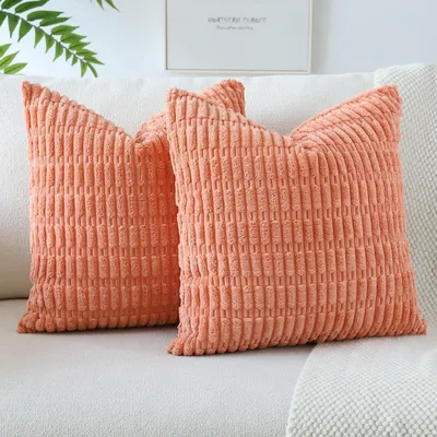 Produktbild von Kissenbezüge Kordsamt 2er Set Orange Rosa 40x40 cm