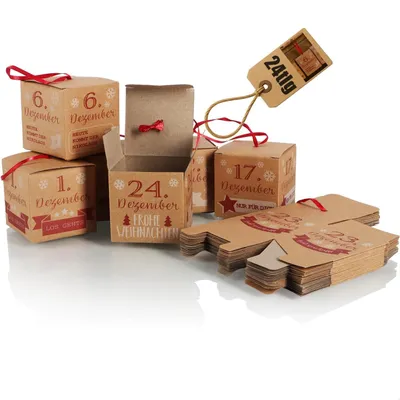 Imagen del producto de Calendario de Adviento con 24 compartimentos para rellenar, con 24 elementos plegables