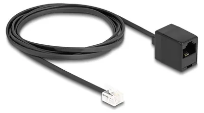 Obrázek produktu pro DeLOCK Telefonní kabel ze zástrčky RJ11 na zásuvku RJ45, černý 2 m, 2 m, RJ-11, RJ-45, Černá, Samec, Samice