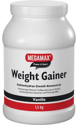 Produktbild von MEGAMAX Power & Sport Weight Gainer Pulver Vanille-Geschmack, 1500 g Pulver