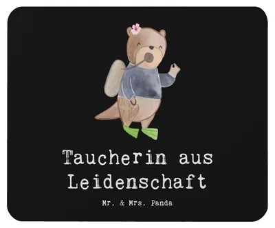 Produktbild von Mr. & Mrs. Panda Mauspad Taucherin Leidenschaft - Schwarz - Geschenk, Mousepad, pc, Mouse Pad, mousematte