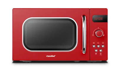 Produktbild von Comfee CMSRO 20 di rd Retro-Mikrowelle mit 8 Automatikmenüs, 5 Leistungsstufen, Schnellkochtaste, 20 l, 800 W, leidenschaftlich rot