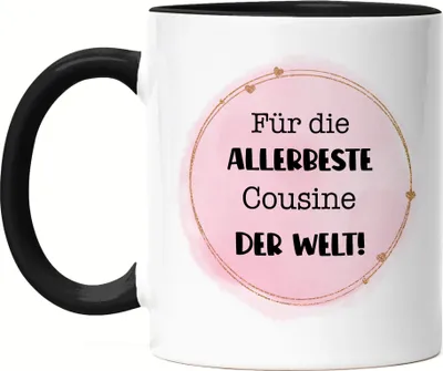 Produktbild von Für die allerbeste Cousine der Welt Tasse Schwarz Geschenkidee Geburtstag Weihnachten