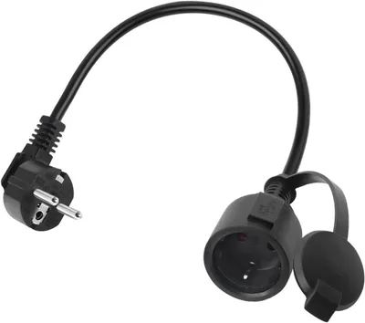 Zdjęcie produktu dla Przedłużacz kątowy 90° do użytku zewnętrznego - wtyczka z uziemieniem (2-biegunowa) do gniazdka - 16 A / 250 V - do użytku na zewnątrz lub wewnątrz