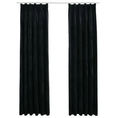 Produktbild von vidaXL Verdunkelungsvorhänge mit Haken 2 Stk. Samt Schwarz 140x175 cm