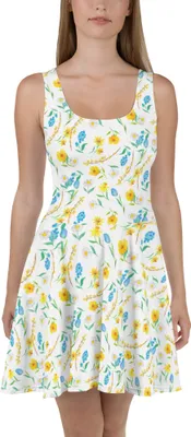 Produktbild von Mr. & Mrs. Panda Skaterkleid Frühlingserwachen Design XXXL - Weiß - Geschenk, Wiese, Blumen, Kleid, Sommerkleid, Damen-Sommerkleid, Kurzes, Strandkleid, Aquarell, Muster