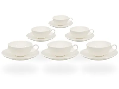 Obrázok produktu pre Porcelánové šálky na čaj Buchensee, 6 šálok po 150 ml, biele, jemná kostná porcelán