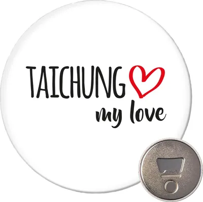 Produktbild von Huuraa Magnet Taichung my love 59mm Kühlschrankmagnet rund Flaschenöffner Geschenkidee